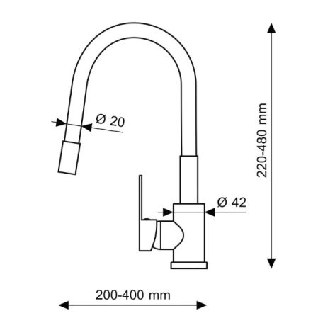 Černá páková kuchyňská baterie s flexibilním výtokovým ramenem