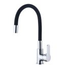 Černo-chromová páková kuchyňská baterie s flexibilním výtokovým ramenem