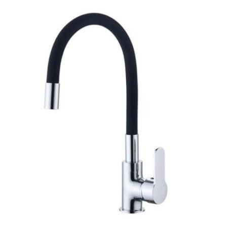 Černo-chromová páková kuchyňská baterie s flexibilním výtokovým ramenem
