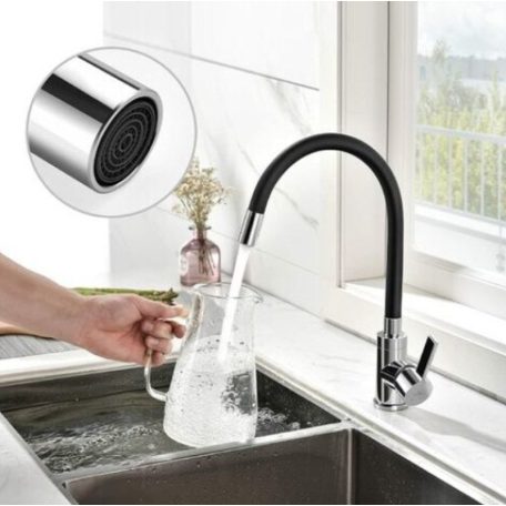 Černo-chromová páková kuchyňská baterie s flexibilním výtokovým ramenem