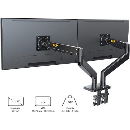 Nastavitelný dvojitý otočný stojan na stolní monitor (22"-32") pro úhlopříčky obrazovky od 56 cm do 81 cm