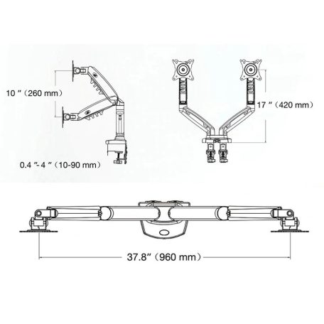 Nastavitelný dvojitý otočný stojan na stolní monitor (17"-27") pro úhlopříčky obrazovky od 43 cm do 68 cm
