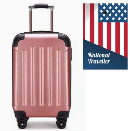 Kufr National Traveller s pevnými stěnami a kolečky - 55 x 22 x 35 cm - pro všechny letecké společnosti - v barvě rose gold