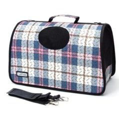   XL Taška na přepravu domácích zvířat s kostkovaným vzorem - 52 cm x 22 cm x 29 cm, - střední rozměr