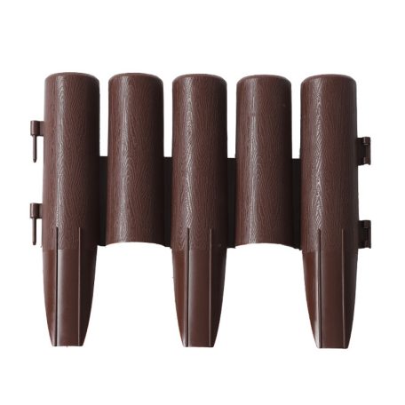 Sada 5-ti plastových zahradních obrubníků ve tvaru plotu v hnědé barvě