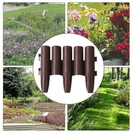Sada 5-ti plastových zahradních obrubníků ve tvaru plotu v hnědé barvě