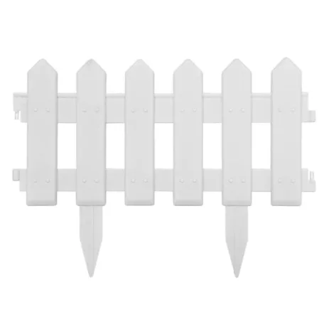 Sada 5-ti plastových zahradních obrubníků ve tvaru plastu v bílé barvě