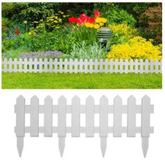   Sada 5-ti plastových zahradních obrubníků ve tvaru plastu v bílé barvě