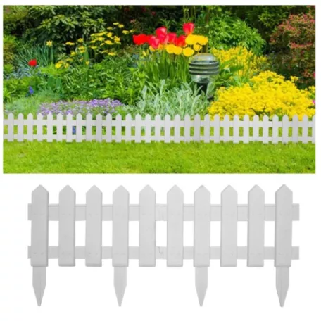 Sada 5-ti plastových zahradních obrubníků ve tvaru plastu v bílé barvě