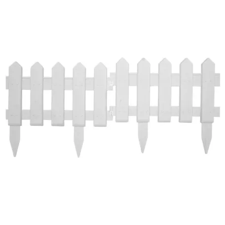 Sada 5-ti plastových zahradních obrubníků ve tvaru plastu v bílé barvě