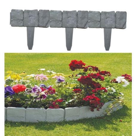 Sada 10-ti plastových zahradních obrubníků ve tvaru plotu se vzorem kamene