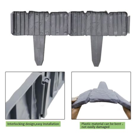 Sada 10-ti plastových zahradních obrubníků ve tvaru plotu se vzorem kamene