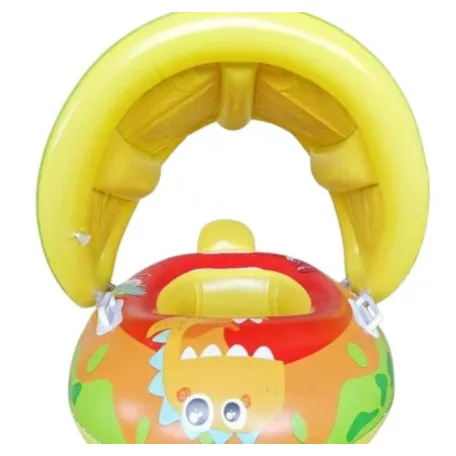 Nafukovací plavací kolo pro děti se sluneční clonou - vzor dinosaura - 70 cm
