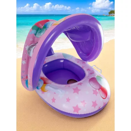 Nafukovací plavací kolo pro děti se sluneční clonou - zvířecí vzor - 70 cm