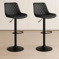   Stylová barová židle s nastavitelnou výškou (2ks) - černé