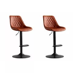   Stylová barová židle s nastavitelnou výškou (2ks) - hnědá