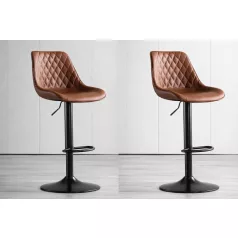   Stylová barová židle s nastavitelnou výškou (2ks) - hnědá
