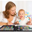 Sada na kreslení a malování pro děti Back to School v praktickém držáku - 168-dílná - modrý