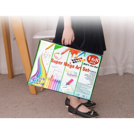 Sada na kreslení a malování pro děti Back to School v praktickém držáku - 168-dílná - modrý