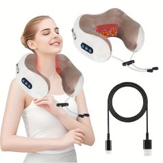   Elektrický masážní polštář na krk ve tvaru U - růžový