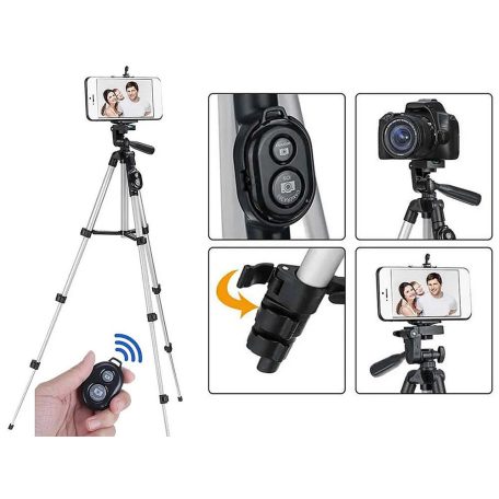 Nastavitelný stativ 4 v 1 s dálkovým ovládáním pro telefony, tablety, fotoaparáty a webové kamery