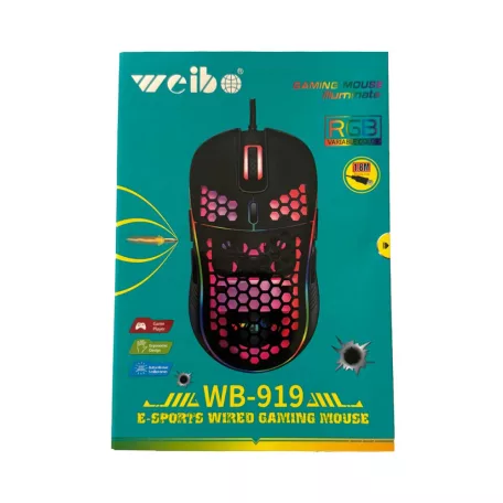 Weibo WB-919 herní optická 8-tlačítková optická myš s LED diodami - 3200 dpi