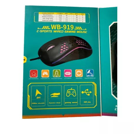 Weibo WB-919 herní optická 8-tlačítková optická myš s LED diodami - 3200 dpi