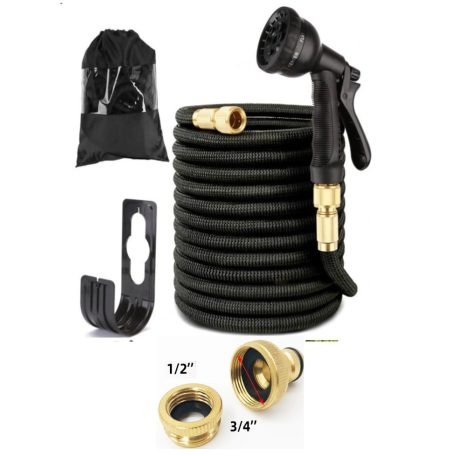 15metrová hadice postřikovače s hlavicí postřikovače v černé barvě