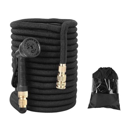15metrová hadice postřikovače s hlavicí postřikovače v černé barvě