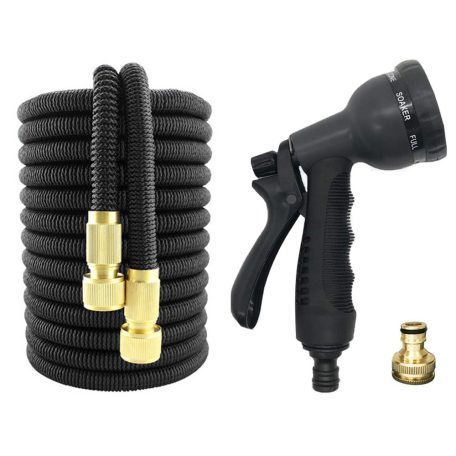 15metrová hadice postřikovače s hlavicí postřikovače v černé barvě