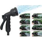 15metrová hadice postřikovače s hlavicí postřikovače v černé barvě