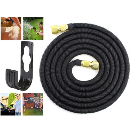 15metrová hadice postřikovače s hlavicí postřikovače v černé barvě
