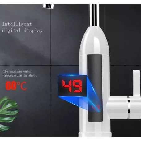 Okamžitý elektrický ohřívač vody s LED displejem v bílé barvě - 3000W