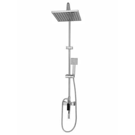 Hranatý měděný sprchový set s baterií - barva chrom