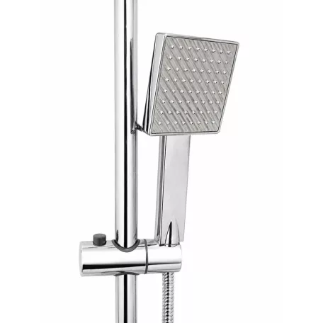 Hranatý měděný sprchový set s baterií - barva chrom