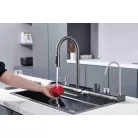 Elegantní nerezový multifunkční kuchyňský dřez s dvojitou baterií, myčka skla, LED displej, prkénko na krájení