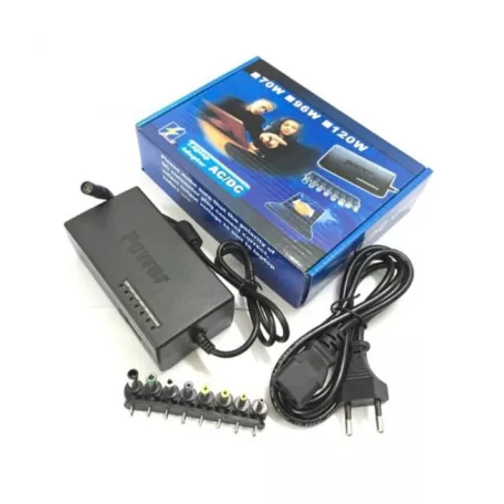 Univerzální nabíječka na notebook, 12-24 V, 7-zástrčkový typ 12V/15V/16V/18V/19V/20V/24V, černá barva
