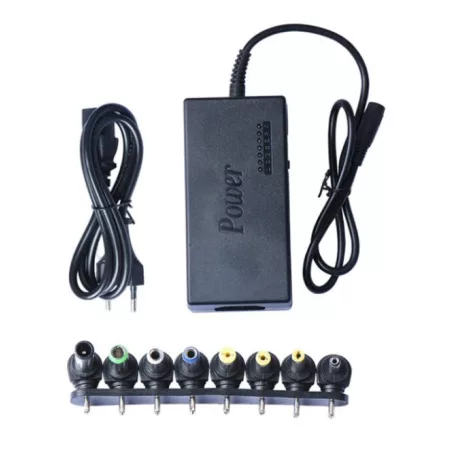 Univerzální nabíječka na notebook, 12-24 V, 7-zástrčkový typ 12V/15V/16V/18V/19V/20V/24V, černá barva