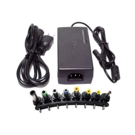 Univerzální nabíječka na notebook, 12-24 V, 7-zástrčkový typ 12V/15V/16V/18V/19V/20V/24V, černá barva