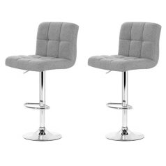   2 stylové, výškově nastavitelné šedé barové židle New York