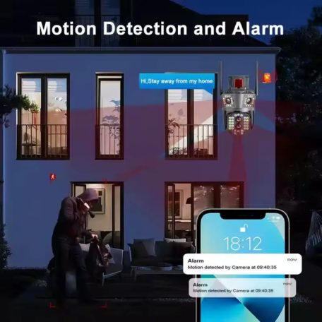 Profesionální venkovní kamera (Wi-Fi), se třemi čočkami, funkcí nočního vidění, 10x přiblížením, detekcí pohybu, bezplatnou aplikací