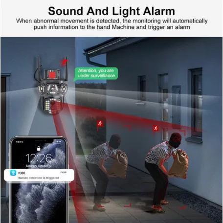 Profesionální 12 MP venkovní kamera (Wi-Fi), se třemi čočkami, funkce nočního vidění, 10x zoom, detekce pohybu, bezplatná aplikace
