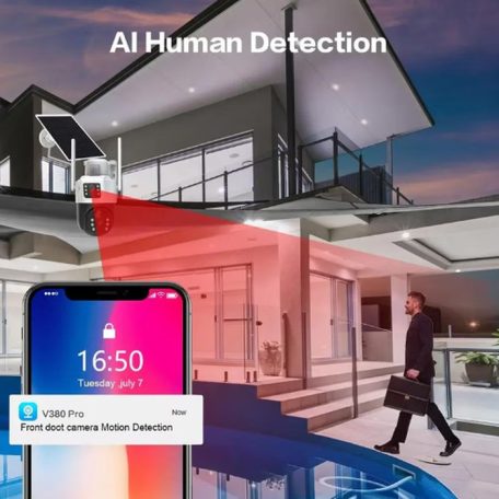 Solárně napájená 5 MP vnější vodotěsná (Wi-Fi), otočná venkovní kamera s funkcí automatického sledování - 8 ZOOM