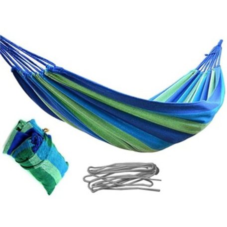 Houpací síť z pevného materiálu - modrá, žlutá, zelená - 280 cm x 150 cm