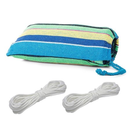 Houpací síť z pevného materiálu - modrá, žlutá, zelená - 280 cm x 150 cm