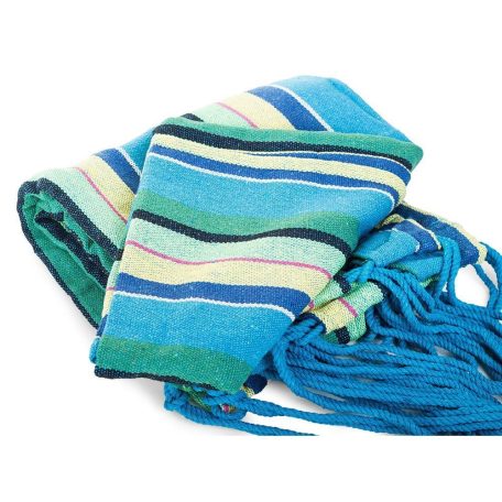 Houpací síť z pevného materiálu - modrá, žlutá, zelená - 280 cm x 150 cm