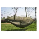 Houpací síť s moskytiérou v zelené barvě v praktickém držáku 260 cm x 140 cm s příslušenstvím