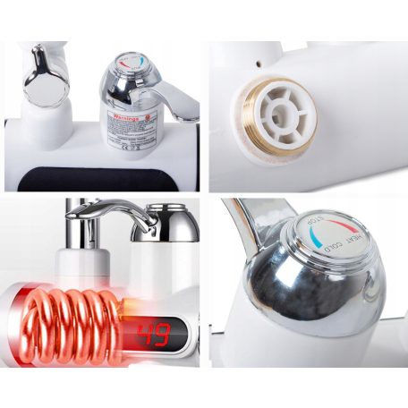 Nástěnný průtokový ohřívač vody s LED displejem a sprchovou hlavicí - 3000 W