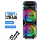 Velký přenosný párty reproduktor se 2 mikrofony a světly - 1000 W PMPO