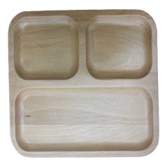   Obdélníkový dřevěný tác se třemi přihrádkami - 28 cm x 24 cm